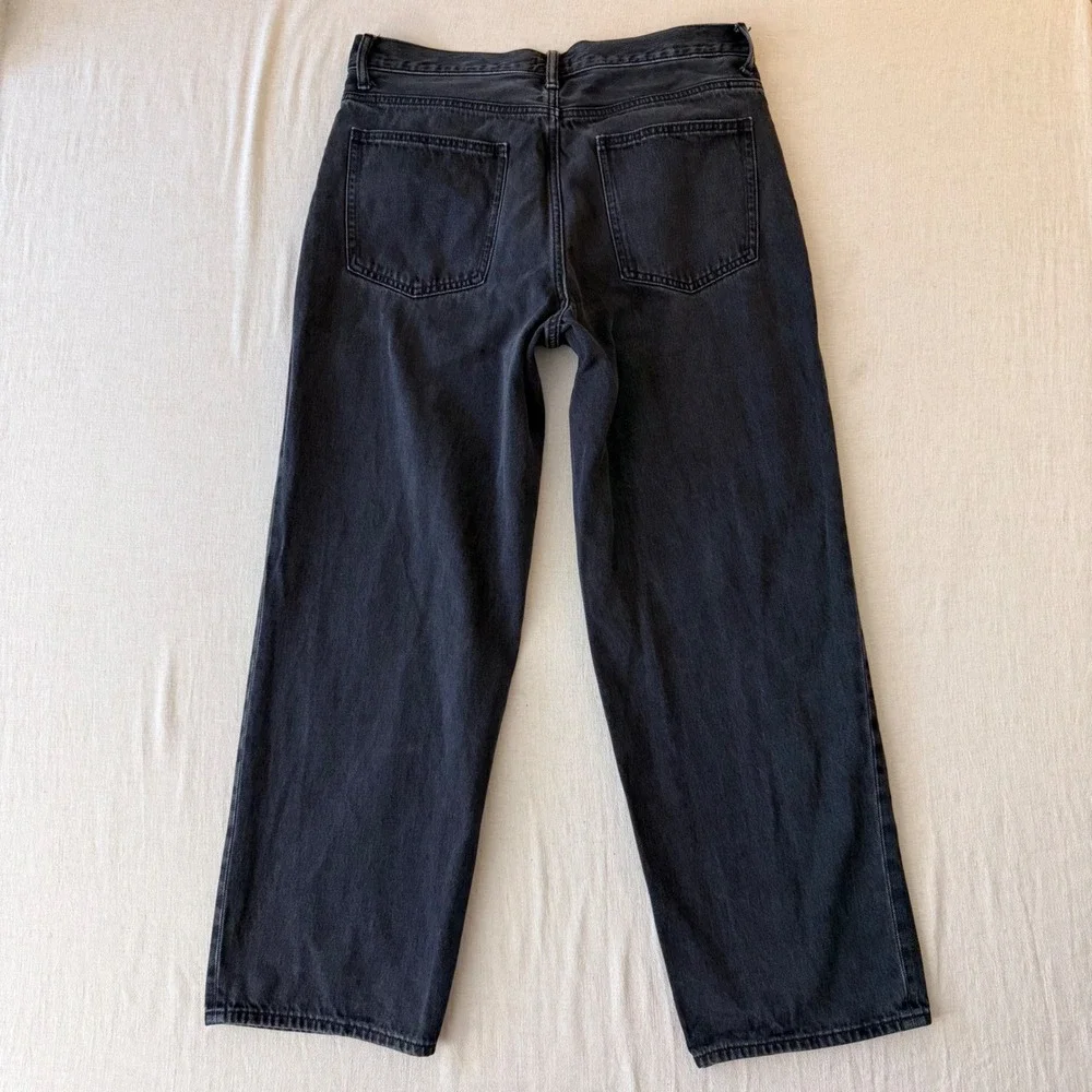 Uniqlo Relaxed Straight Jeans Mens 34 Black Denim Pants